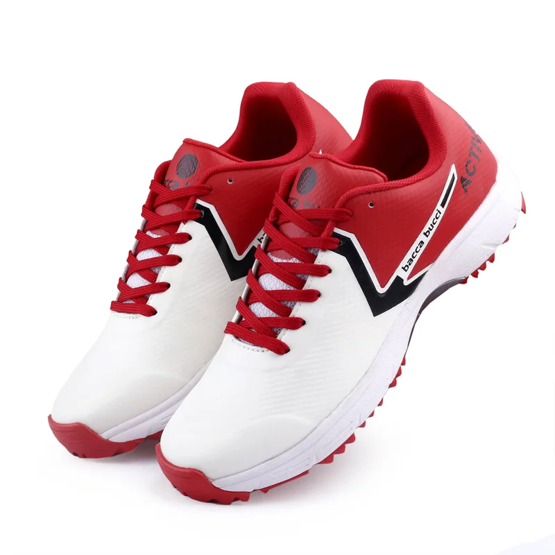 Bacca Bucci White Red Centurion Glide Dynamic FlexFit Elite Cricket Shoes for Men | Best Price UAE
